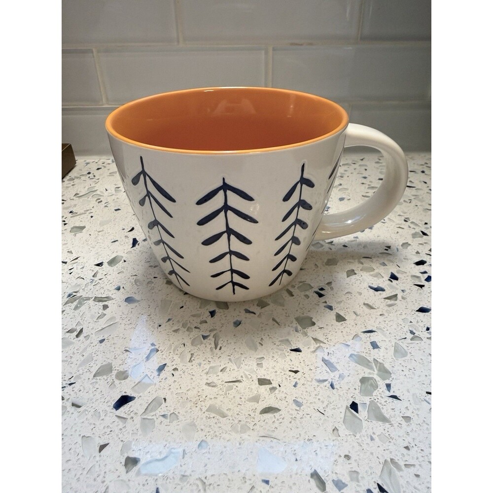 Opal House Stoneware Coffee Tea Cocoa Mug EUC Target Orange Blue Design 14 Ounce